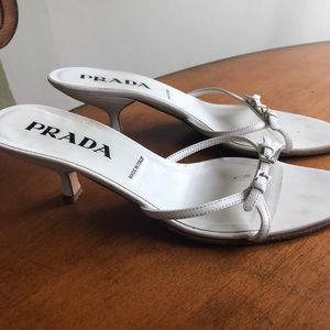 White prada kitten heels
